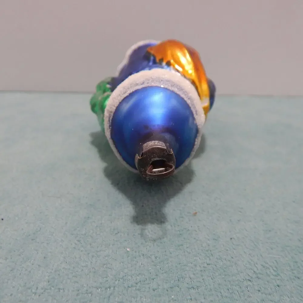 Vintage Christmas Tree Ornament Santa Claus Blue Robe Blown Glass Germany